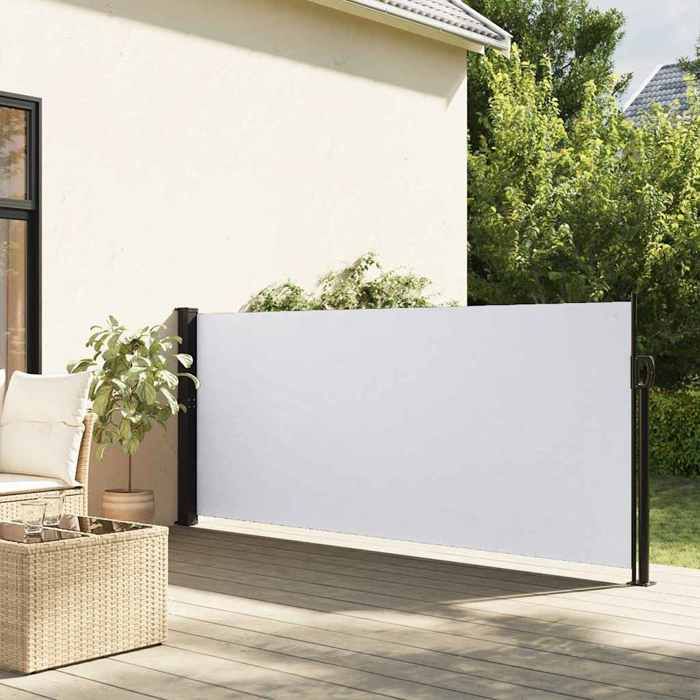 VidaXL Auvent latéral rétractable blanc 120x600 cm, écran d’intimité de jardin, brise-vue de balcon, écran d'extérieur, 4004496