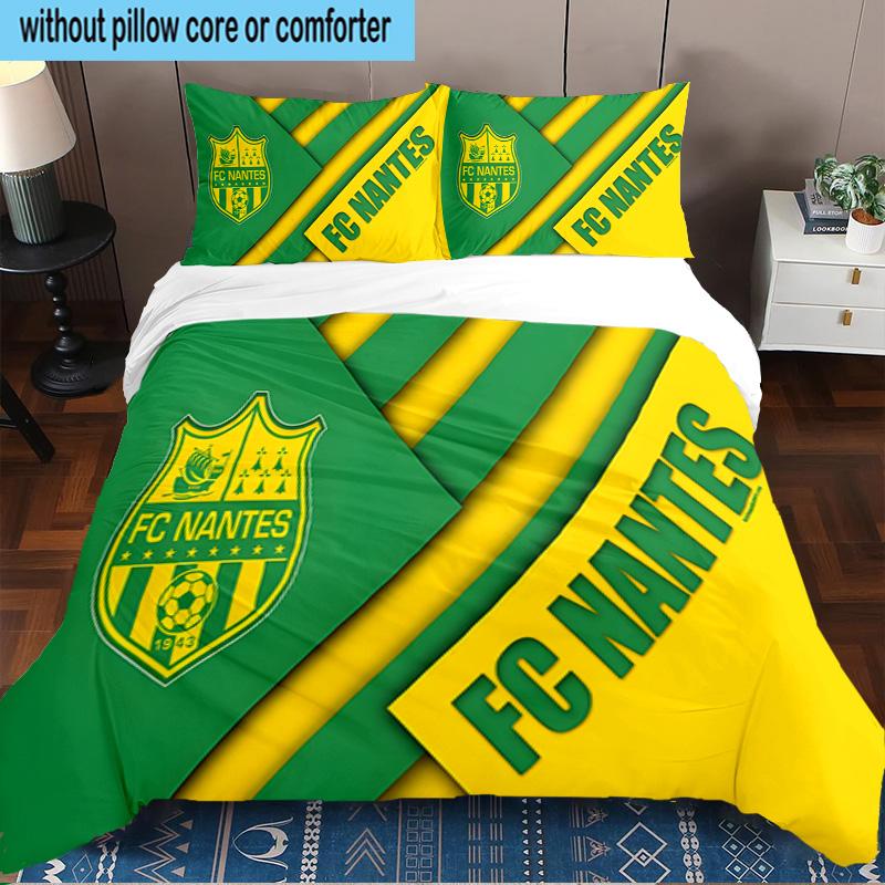 3PCS Fc Nantes Crest Design Printed Bedding Set, Includes A Duvet Cover and Two Pillowcases for Bedroom, Suitable for All Seasons
