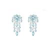 Gema Mixed Cut White Gold Plated Crystal Earrings Women's Blue 5666015