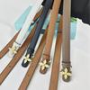 Women's Versatile Genuine Leather Belt with Floral Buckle for Jeans and Dresses