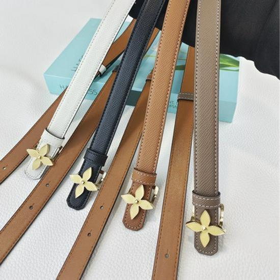 Women's Versatile Genuine Leather Belt with Floral Buckle for Jeans and Dresses