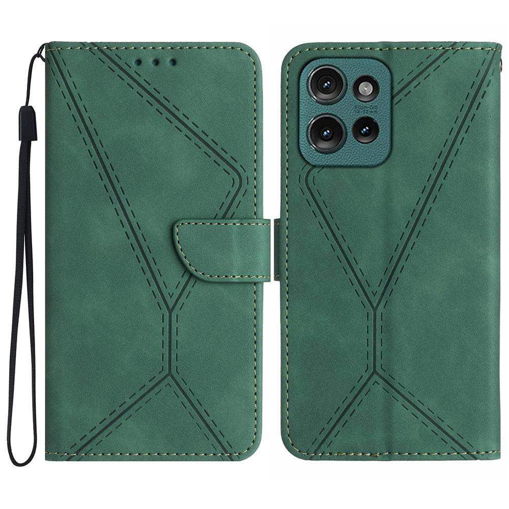 HT05 For Motorola Edge 50 Neo 5G/Moto S50 5G/Thinkphone 25 5G Case Skin-Touch Lines PU Leather Flip Phone Cover