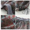 Vintage Floral Print Thin Ramie Pants Women Summer Elastic Waist Ankle-Length Trousers Loose Wide Legs Pants