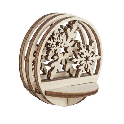 Schneeeinsätze in Holzoptik, FSC Mix Cream, ø 5,5 cm, natur, 5 Stück, 1 Set