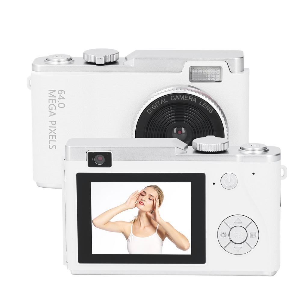 4K Digital Camera 16x Zoom Portable 2.4 Inch Selfie Camera High Resolution 64MP Video Camcorder for Photography Travel 64GB