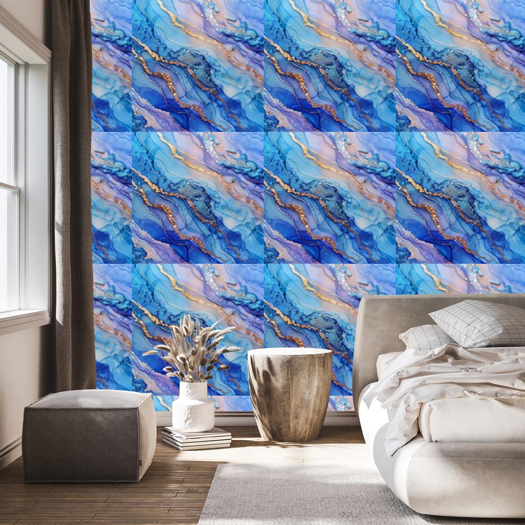 Wallpaper Ink blue, azure, purple and light gray 50x1000