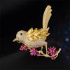 Fashion Rhinestone Lucky Magpie Bird Brooches For Women Clothing Coat Jewelry Accessories Gifts
