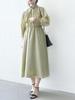 SHIPS for women Gathered Bow Light One Size Dress, Neck, 3/4 Sleeves, Tie, Green, 314514732,