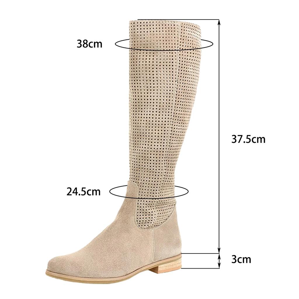 European and American hollow breathable suede high top cycling boots  new women's cool boots western boots
