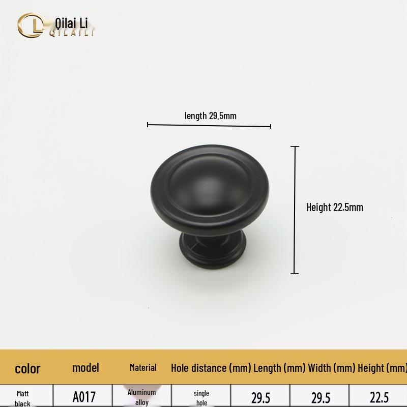 American Black Handle for Cabinets & Drawers: Minimalist Single Hole Design