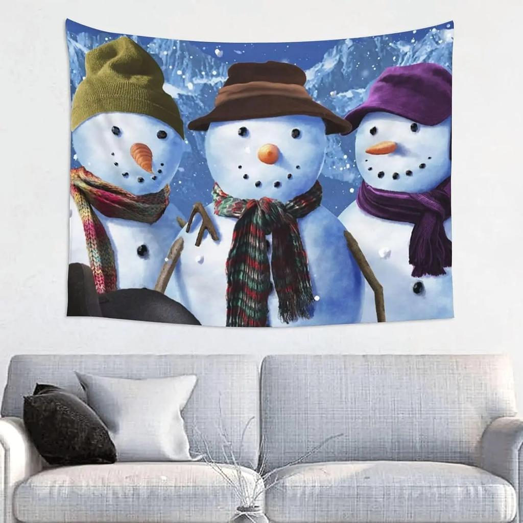 Funny Snowman Printed Winter Theme Tapestry Aesthetic Funny Wide Wall Hanging for Bedroom Living Room Dorm Home Decoration