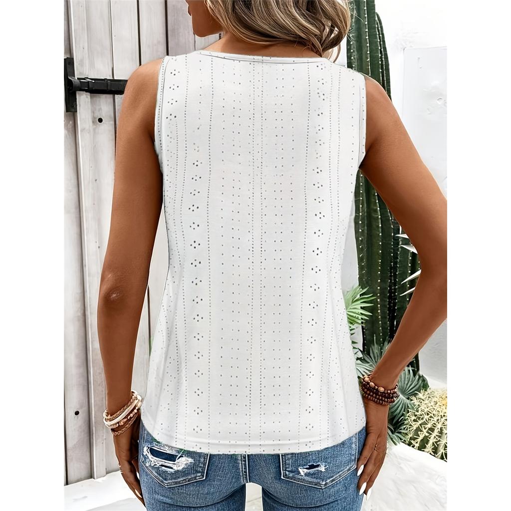 Women's solid color v-neck casual hollow vest