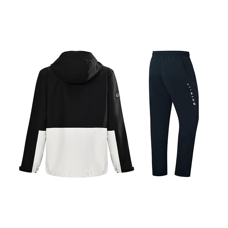 Li-Ning Outdoor High-Quality Minimalist Fashion Color-Block Loose Hooded Windbreaker Casual Sports Suit AFDUC59-3+AKLT243-1