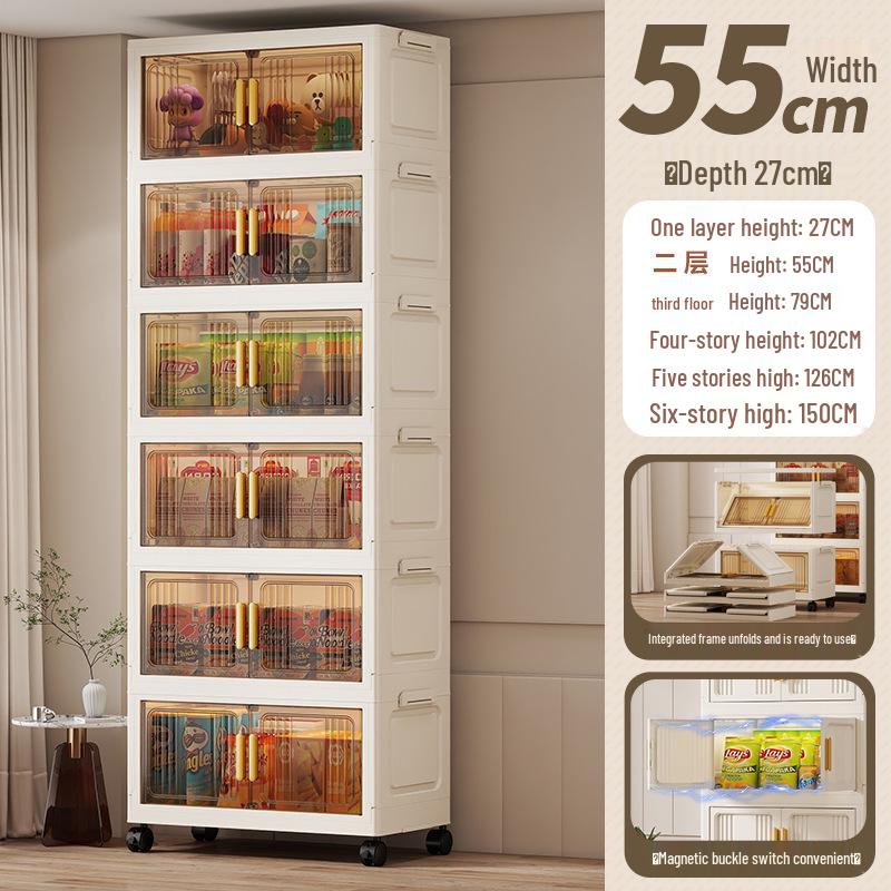 Portable Multi-Layer Folding Storage Cabinet for Kitchen and Living Room