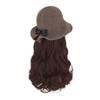 Bucket Hat Bow Top Hat Wig Korean Style Long Curly Wave Hair Fisherman Hat Wig  Autumn Winter