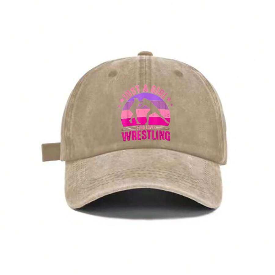 Washed Baseball Cap Unisex Adjustable Back Strap Graphic Print Just A Girl Who Loves Wrestling Casual Sports Hat For Adults