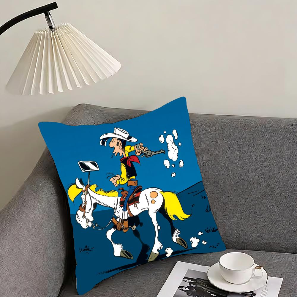 Lucky Luke Cartoon Cushion Cover Reversible Plush Pillow Cover – For Car, Sofa, Bedroom, Perfect As A Gift.