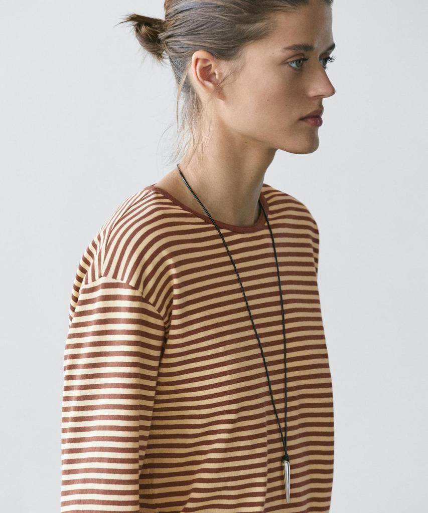 Masimodutti Long Sleeve Striped Cotton T-Shirt