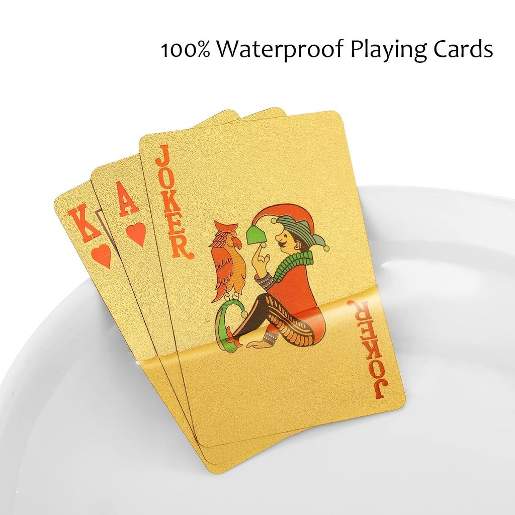 Premium Gold Water Repellent Playing Cards Great for Poker Parties and Games Halloween/Thanksgiving Christmas Gifts