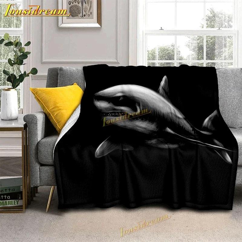 Whale Shark Blanket Soft Warm Throw Fleece Blanket Shark Sheet Bedspread Sofa Throw Light Thin Mechanical Wash Flannel Blankets