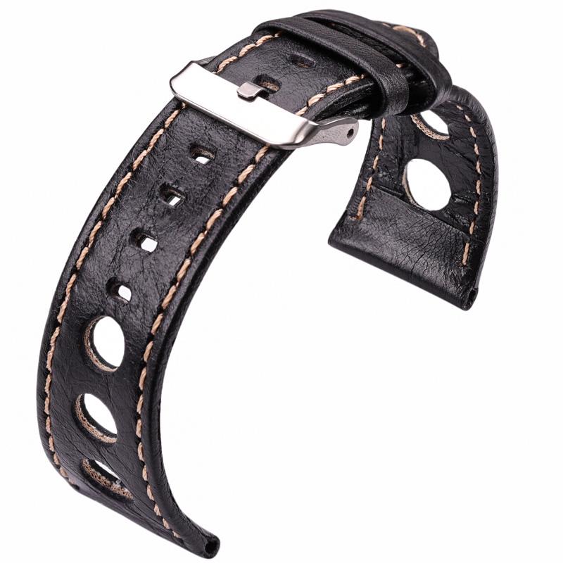 Watchband Watchbands 22mm 24mm Soft Thin Black Brown Genuine Leather Watch Band Strap Stainless Steel Pin Buckle Watch Accessories