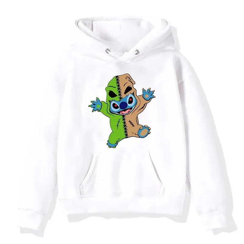 Halloween Stitch Pattern Hoodies Cute Cartoon Disney Sweatshirts Pocket Clothing Daily Men Hoodies Autumn Winter Pullover Tops