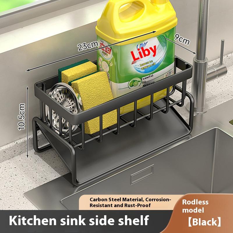 

Новая стойка для хранения на кухонной раковине, стойка для хранения в ванной комнате и туалете из нержавеющей стали 304, держатель для губки на кран, стойка для хранения, органайзер для раковины, сушилка Storage rack without pole чёрный