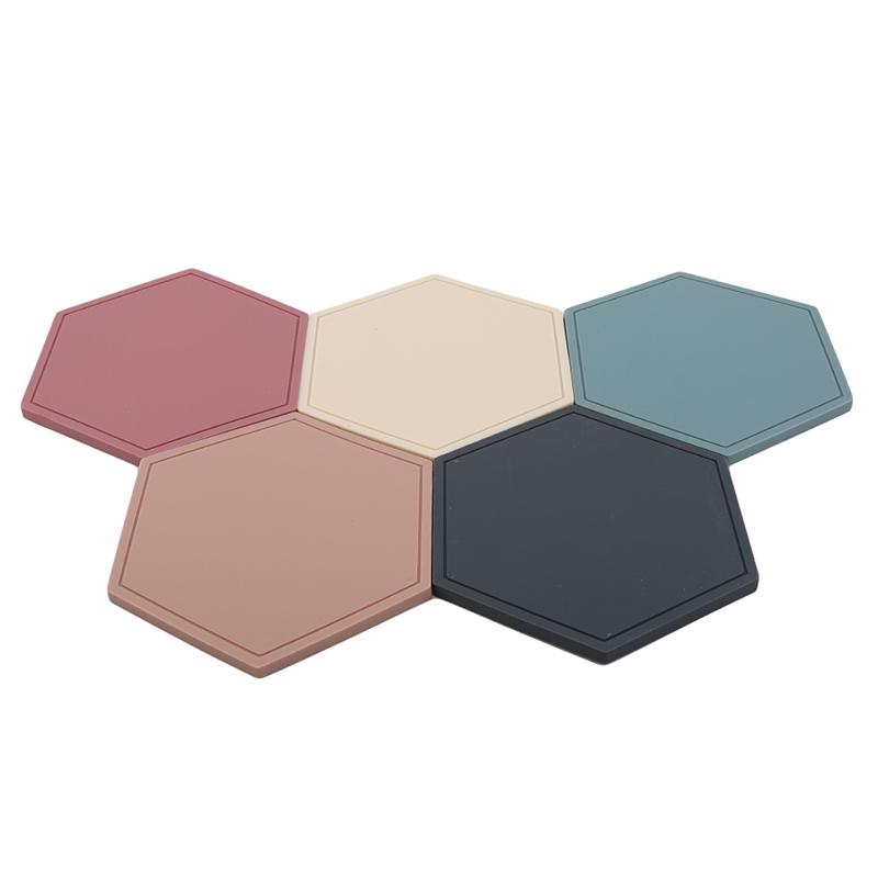 Hexagon Shape Silicone Antislip Heat Resistance Cup Bowl Insulation Pad Mat S