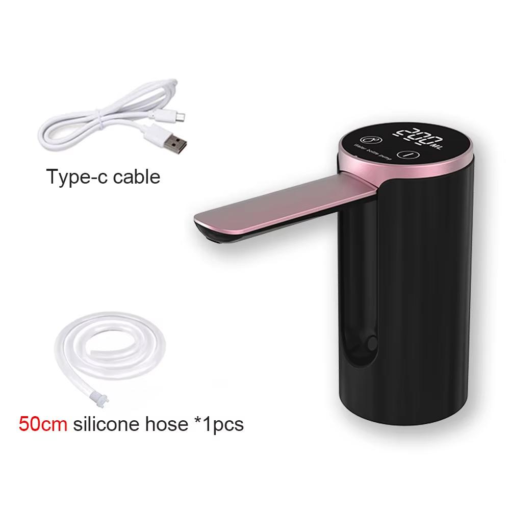 

HOMEFISH Electric Water Bottle Pump 1200mAh Type C Rechargeable LED Display Automatic Touch Button 3 Quantitative Settings чёрный