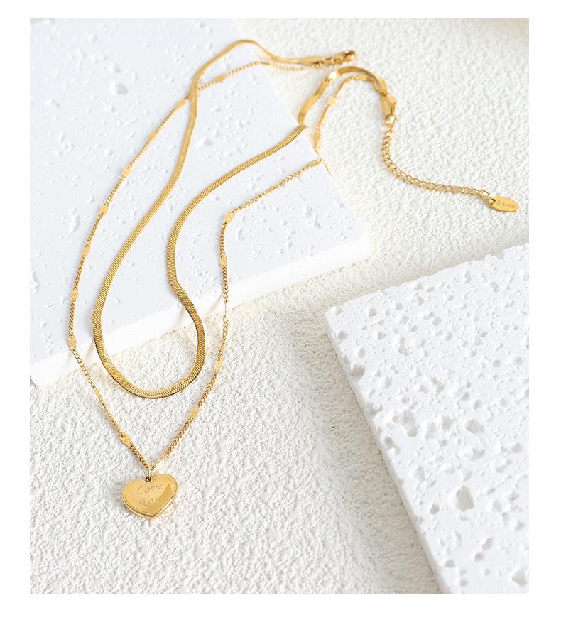 Double Layer Heart Pendant Titanium Necklace - Hip Hop Style, Non-fading Fashion Clavicle Chain for Women
