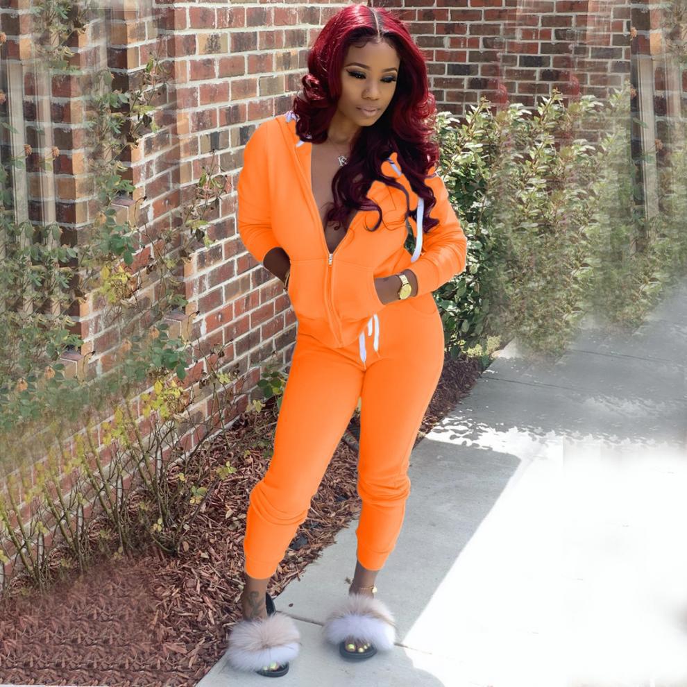 2024 Autumn Hot-Selling Women's Solid Color Hoodie Sweatshirt Sportswear Two-Piece Set