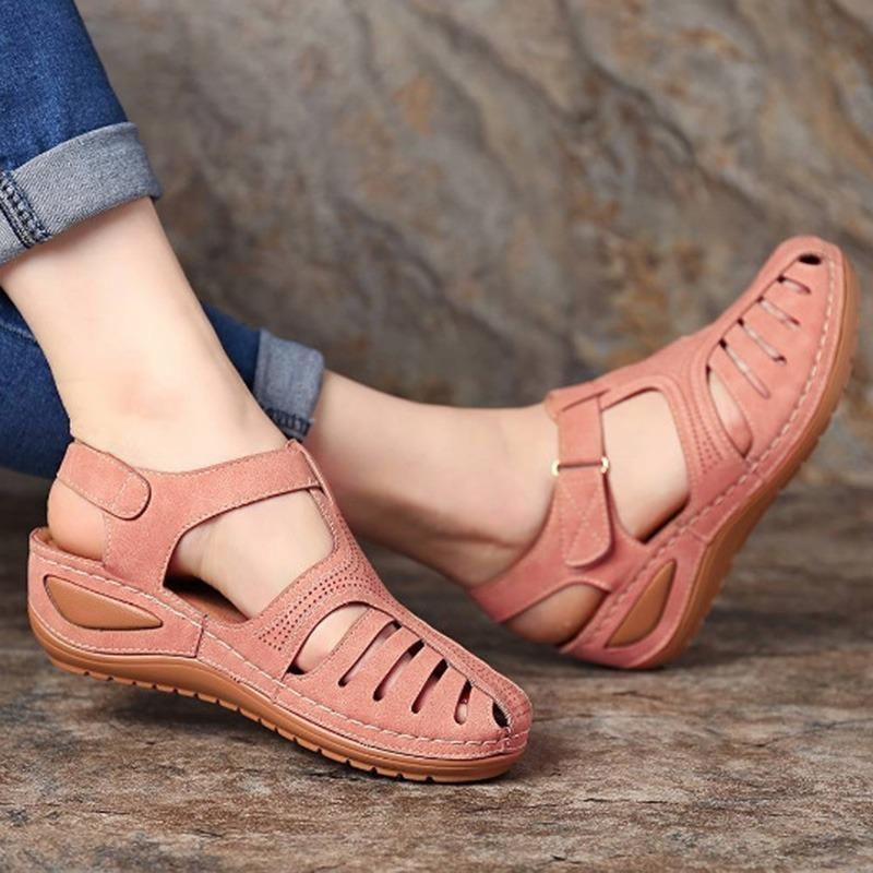 Flat Summer Shoes Women Retro Sandals Wedge-shaped Comfortable Platform Shoes for Elderly Women Casual Sandals