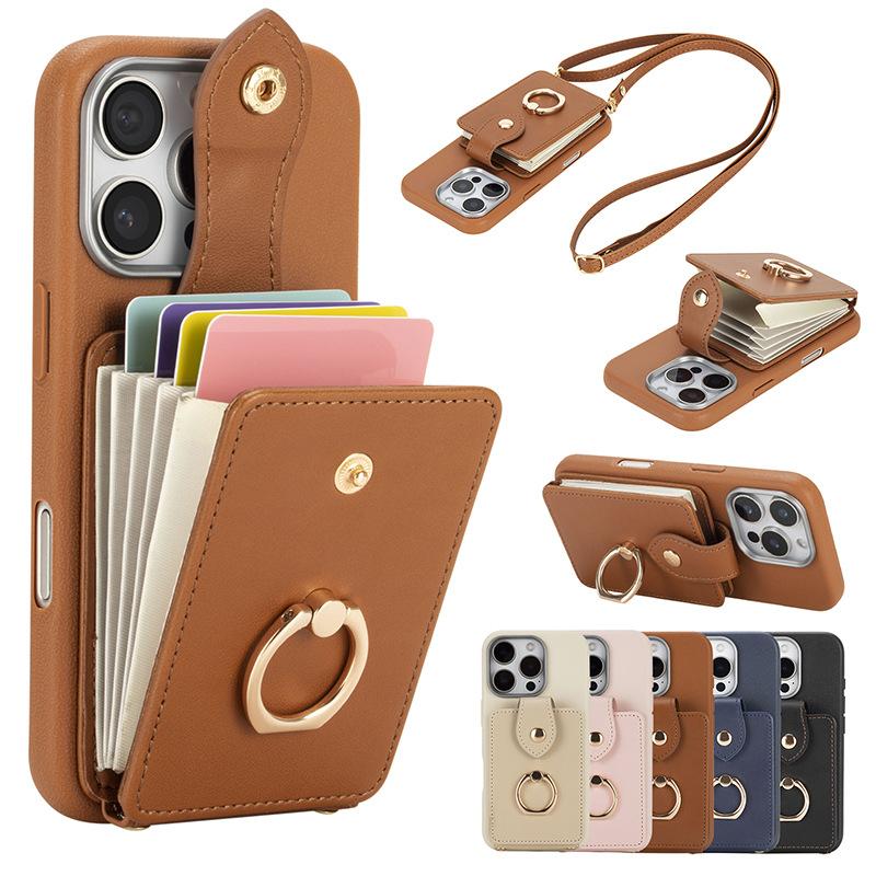 Phone Case: for iPhone Case Wallet with Card Holder, 360°Rotation Finger Ring Holder Kickstand,