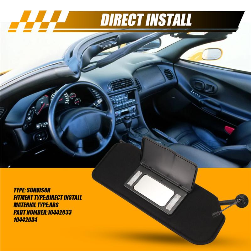 Car Front Sunvisor Sun Visors With Mirrors & LED Lights For Corvette C5 1997-2004 10442033 10442034