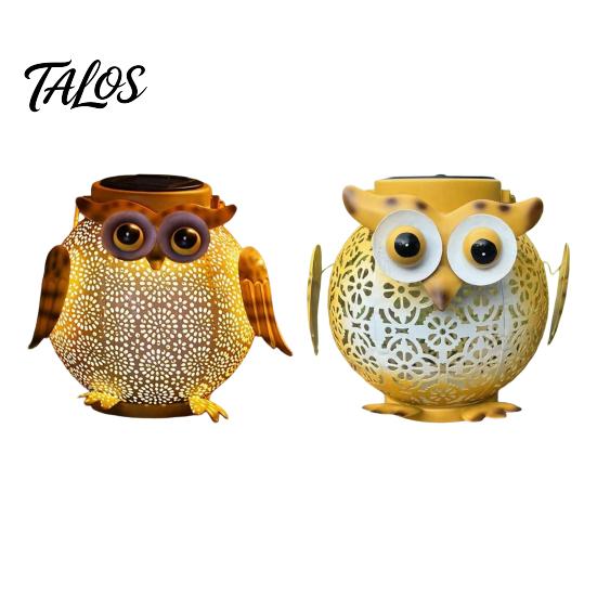 Metal Owl Solar Light, Outdoor Solar Owl Lantern, Waterproof Solar Powered Garden Light, Hanging Floral Owl Lantern for Patio Yard Porch
