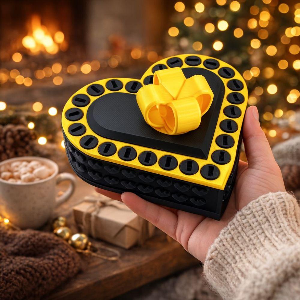 Storage Box Heart Shaped Annoying Gift Box 8 Cm Funny 3 D Printed Box Plastic with Screws Puzzle Box Surprise Present