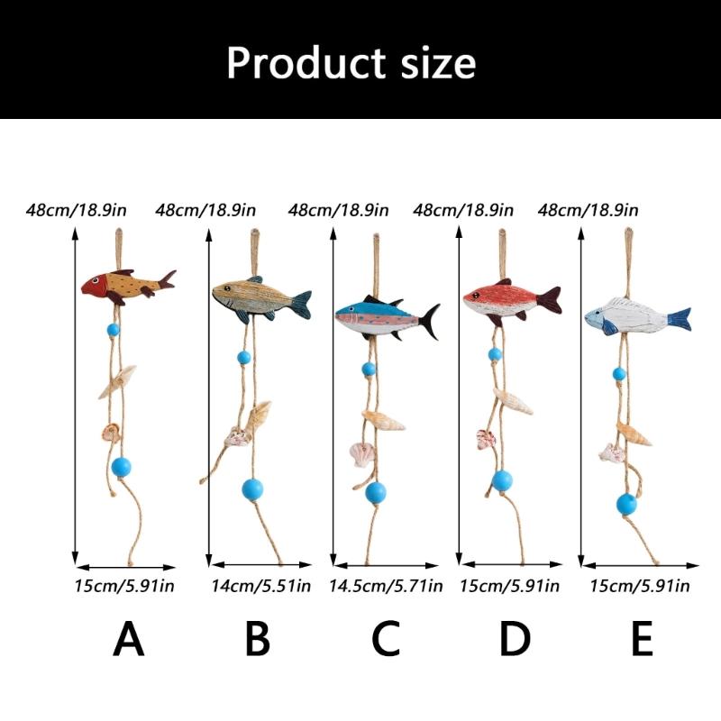 Wood Fish Wall Hanging Decors for Entryway, Bedroom, or Living Room, Ocean Theme Piece with Rope and Color Detail Trim