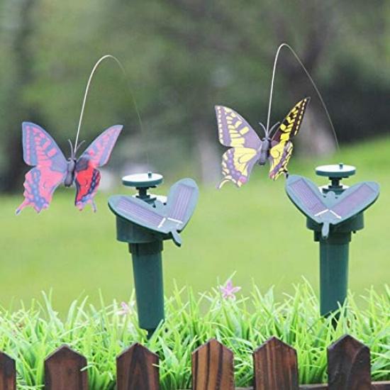 Solar/Battery Powered Butterfly Bird Flower with Ground Spike, 3 Pack Fluttering Butterflies/Sunflower for Patio Garden Yard Stake Plants Flowers