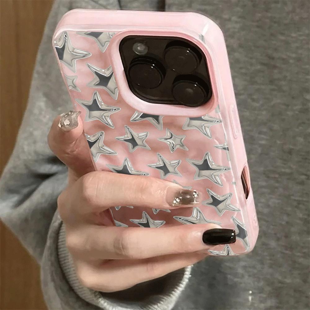 Stars Y2k Ins 3D Irregular Wrinkle Meteorite Phone Cases for IPhone 17 16 15 14 Plus 13 12 11 Air Pro Max Shockproof Glossy Soft