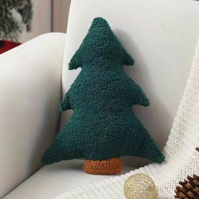 Christmas Tree Pillow Cushion Festive Decorative Throw Pillow for Sofa Bedroom Fluffy Holiday Home Decor Party Gift