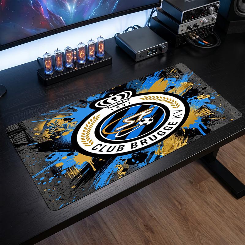 Club Brugge FC Theme Pattern Mouse Pad, Soccer Logo Design XXL Gaming Desk Mat Non-Slip Computer Mouse Pad