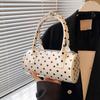 Yogodlns Chic Black & White Polka Dot Stylish Cylinder Crossbody Bag Braided Handle PU Leather Zip Closure Versatile Messenger Bag for Women