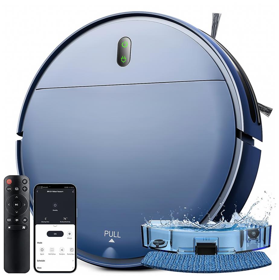 PSBR151 Робот-пилосос Пилосос з сильною тягою, Всмоктування/Підмітання 3в1, Керування Alexa/APP, 2000па, 2500мАг, Час роботи 120 хвилин,