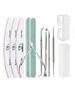12Pcs Nail Care Kit, Nail File Buffing Block, Cuticle Pusher, Dead Skin Nail Clipper, Brush Accessories Set, Professional Manicure Tools