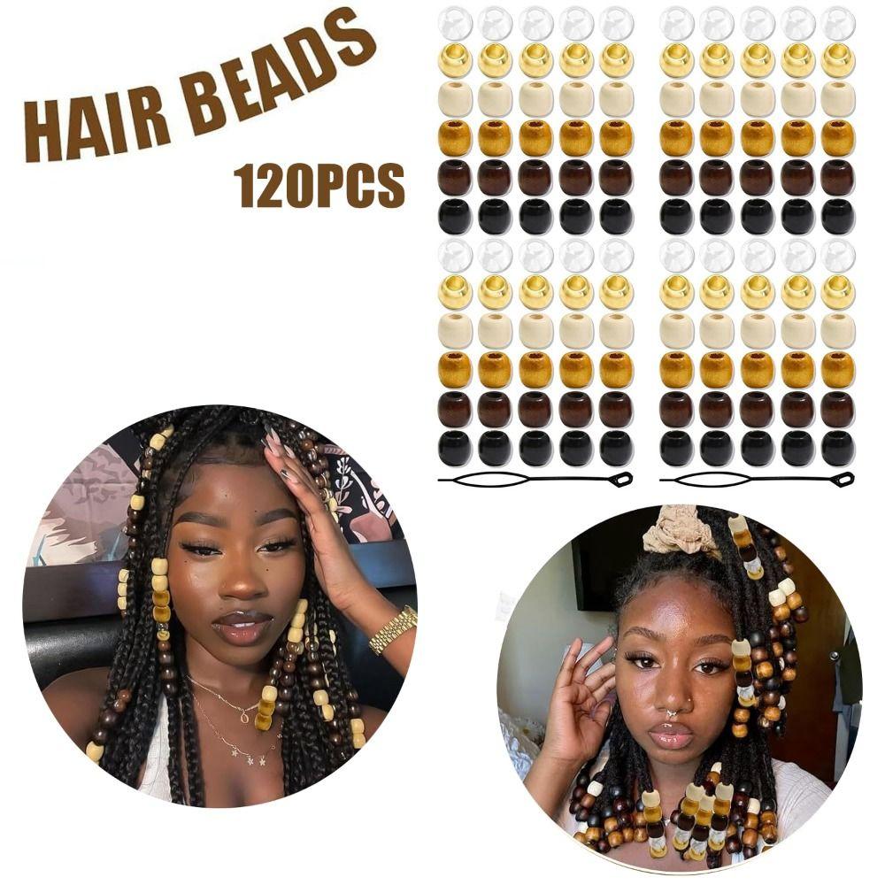 120Pcs Multi Style Braiding Beads Headwear Dreadlocks Hair Rings  Beading Tool Set