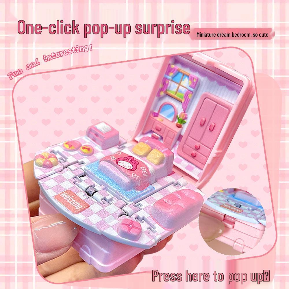 3D Pop-Up Sovrumsstuga Nyckelring: Pedagogiskt Stresslindrande Hänge & Kreativ Prydnad