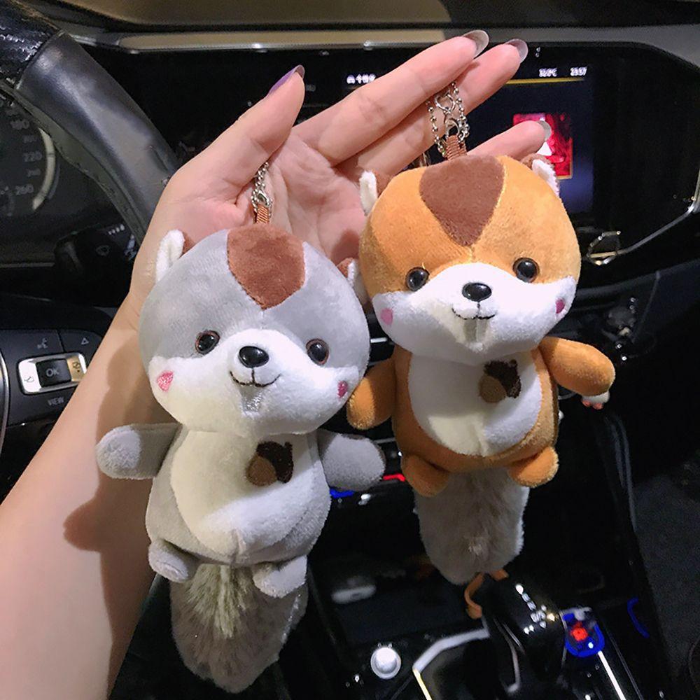

Cute Female Bag Pendant Doll Backpack Cartoon Keychain Car Keyring Squirrel Keychain Key Lanyard серый