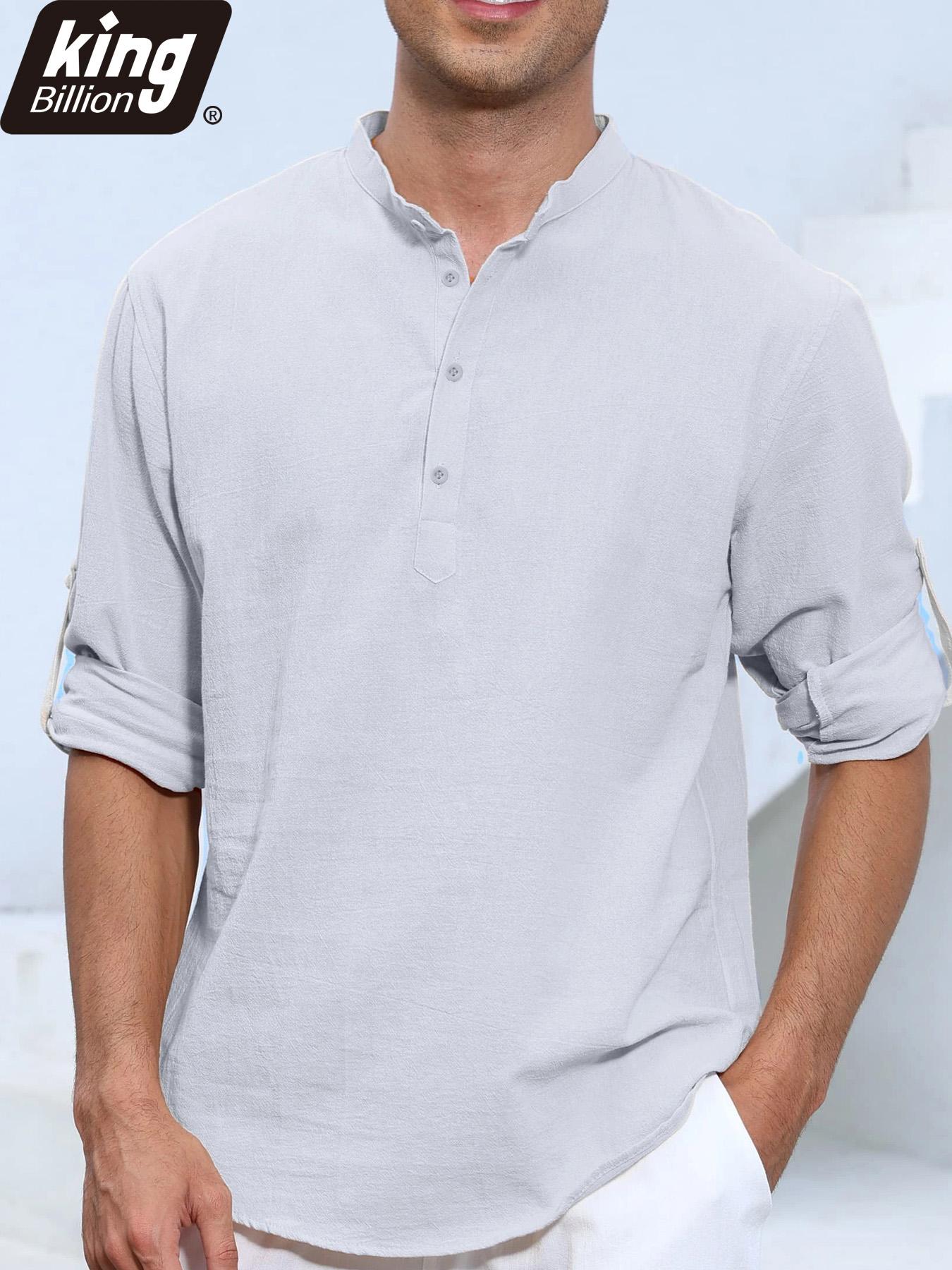 

Summer Casual Linen Blend Short Sleeve Shirt for Men - Breathable Henley Neck Button Down Tops in Solid Colors XXXL