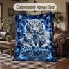 Lion Tiger Leopard Theme Throw Blanket Custom Name Text Personalized Blanket Soft Cozy Blanket for Home Sofa Bed