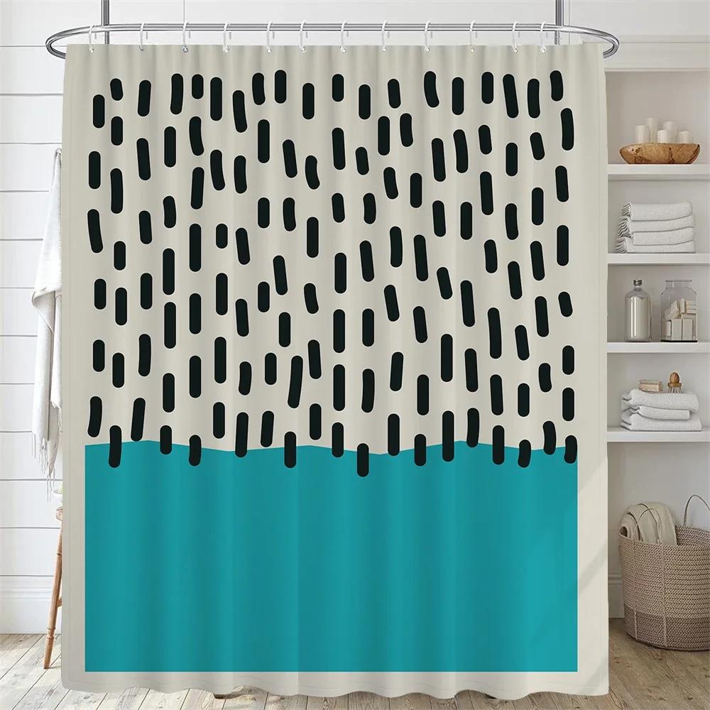 Bathroom Nordic Abstract Painting Shower Curtain Medieval Minimalist Art Polyester Fabric Shower Curtain 180 * 180CM with Hooks